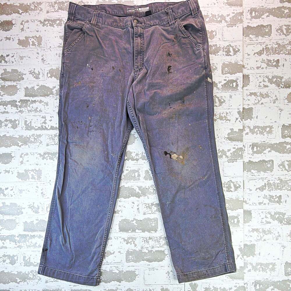 Carhartt B342 Men's Work Pants 38x30 Gray Canvas Cotton Relaxed Fit